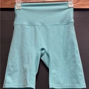 Zenana High Waisted Biker Shorts Teal Green Medium Athleisure